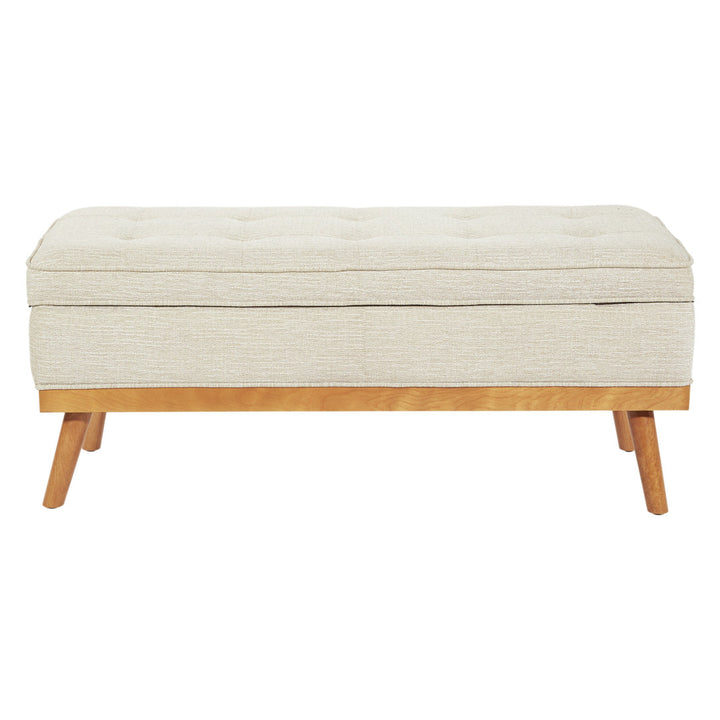 Boyu Upholstered Flip Top Storage Bench George Oliver Upholstery Color: Beige Polyester Blend