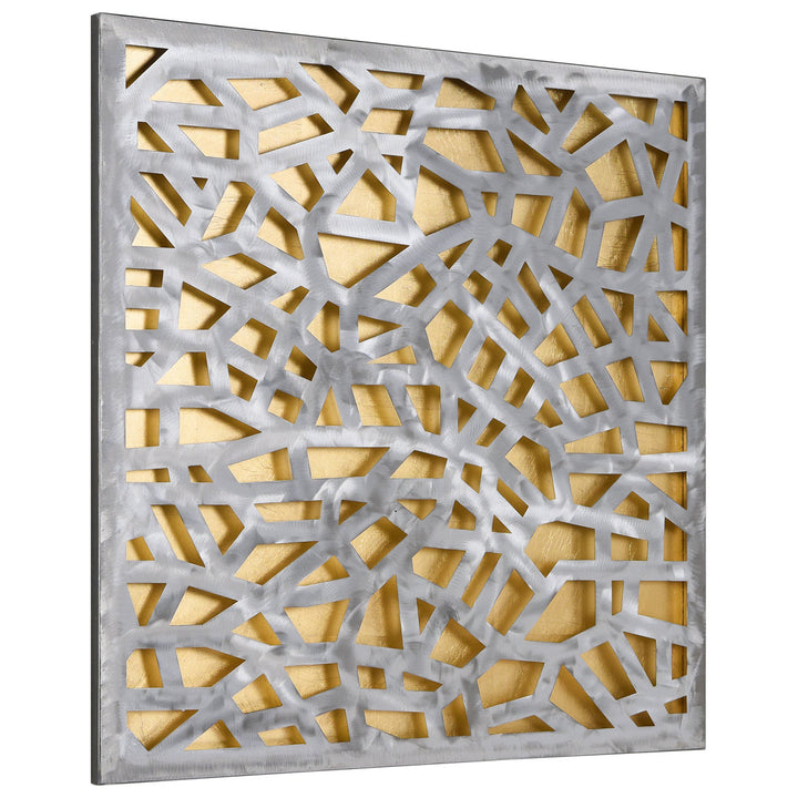 Enigma Abstract Metal Wall Décor Ivy Bronx Finish: Gold