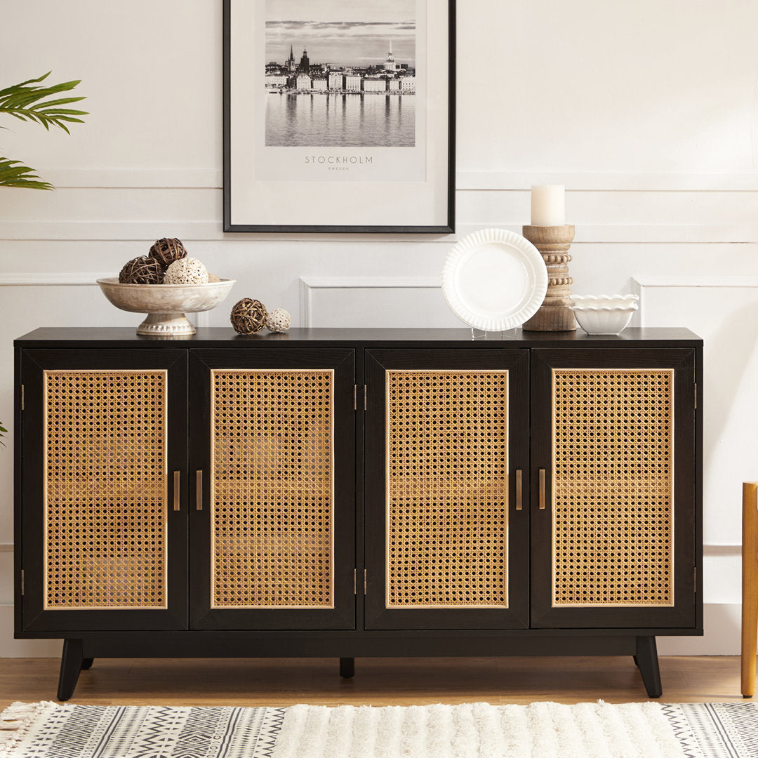 Emily 56.8''Rattan TV Stand With Storage Kelly Clarkson Home Color: Black