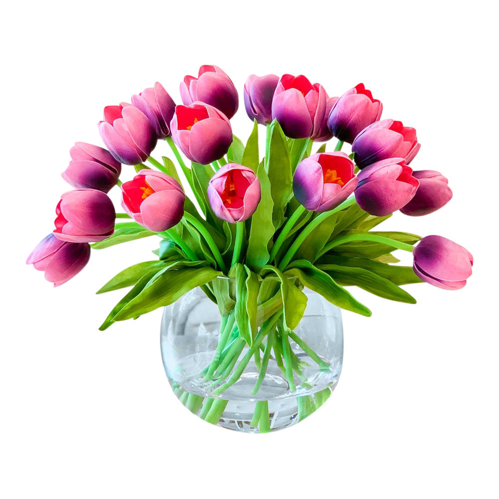 Tulip in Vase Primrue Flowers/Leaves Color: Purple