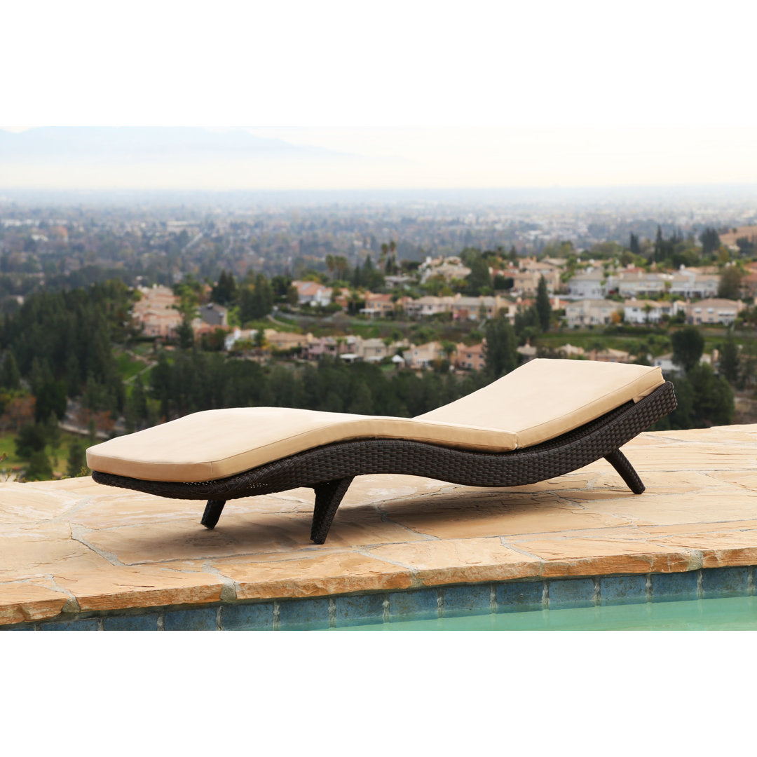 Cleghorn 79" Long Reclining Single Chaise Sunbrella with Cushion Ivy Bronx Color: Buttercream Beige
