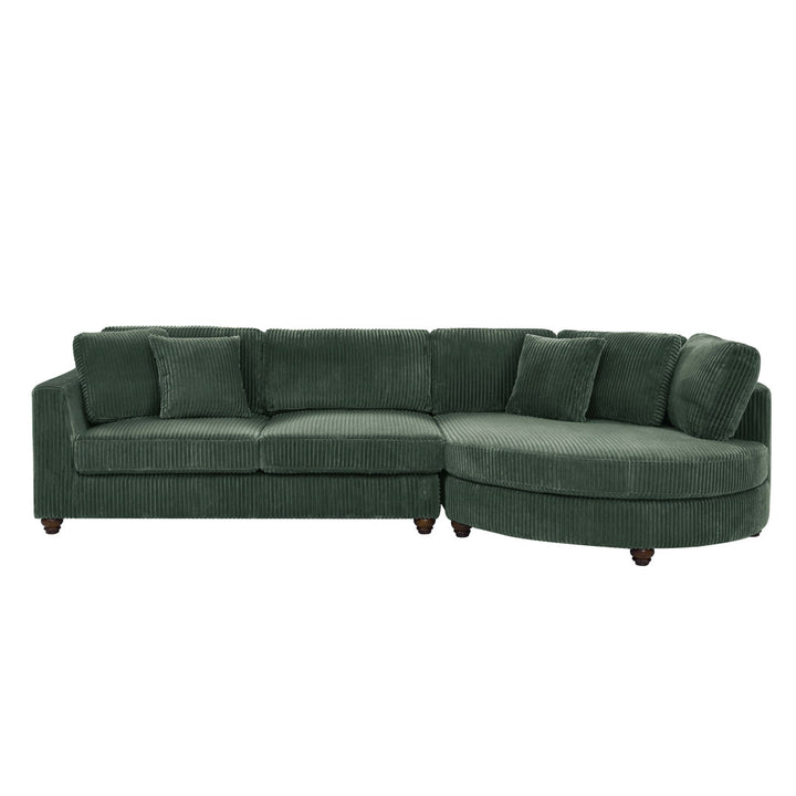 Atossa 123.5" Wide Sofa & Chaise Wade Logan® Upholstery Color: Dark Green Orientation: Right Hand Facing