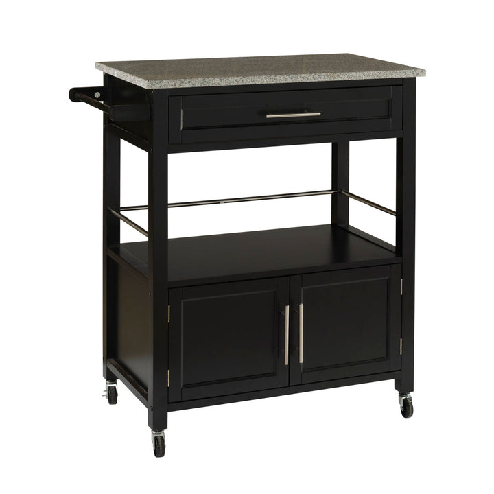 Ager Granite Top Kitchen Cart With Storage Space Latitude Run® Base Finish: Black