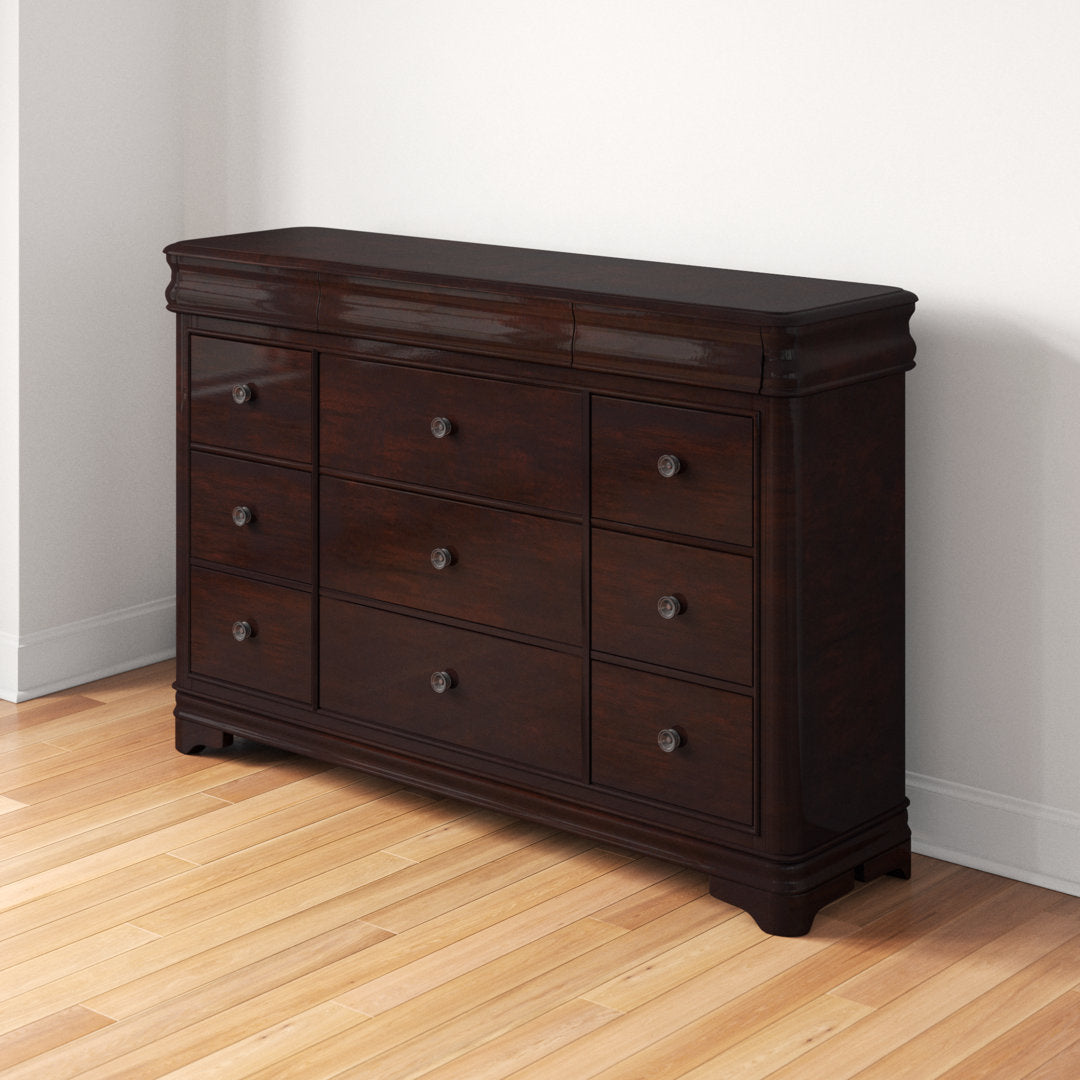 Altigarron 9 Drawer 65" W Solid Wood Dresser Lark Manor™
