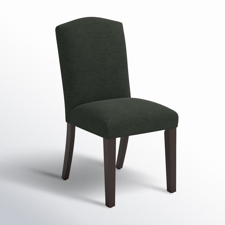 Estrela Upholstered Dining Chair Birch Lane™ Upholstery Color: Velvet Steel Gray, Leg Color: Black Wood