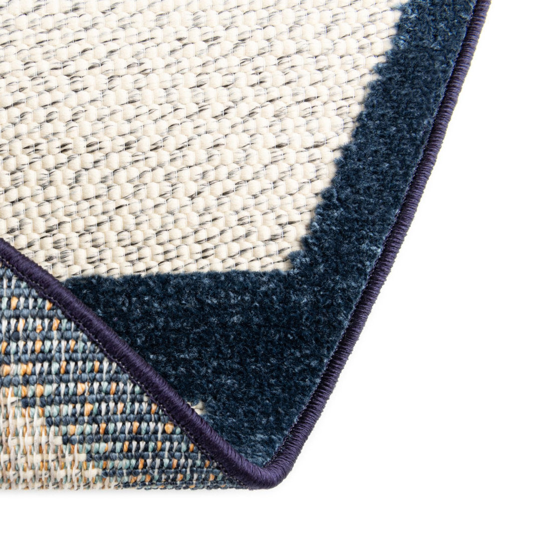 Berberia Striped Indoor / Outdoor Area Rug in Blue/Orange/Red Beachcrest Home™ Rug Size: Round 3'3"