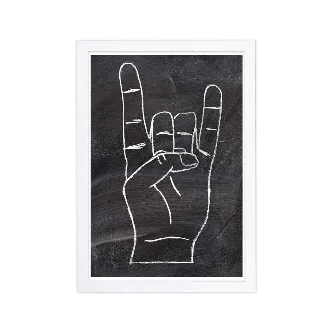 Rock On by Oliver Gal - Graphic Art Print Ebern Designs Size: 19" H x 13" W x 0.5" D Format: White Framed