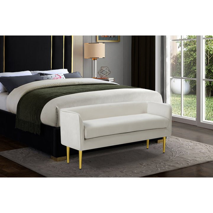 Manuel Upholstered Bench Everly Quinn Color: Cream