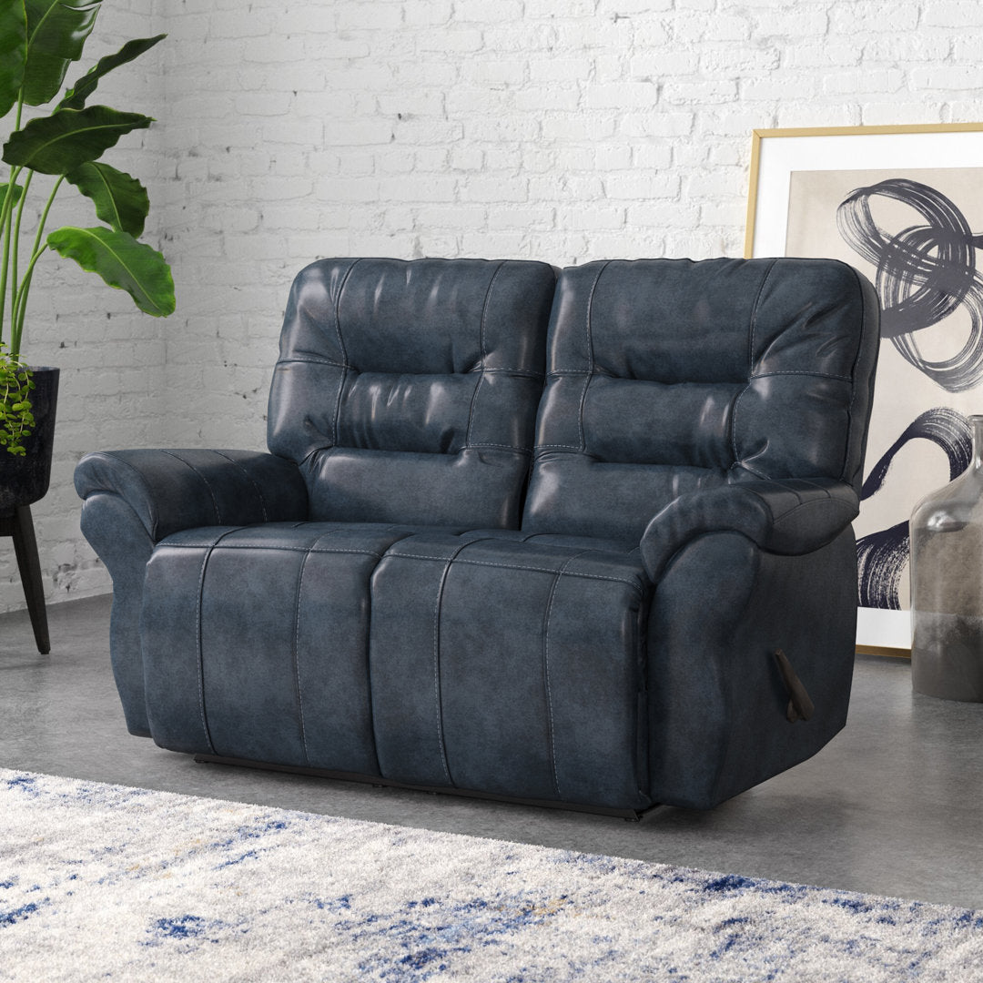 Fuller 64" Genuine Leather Pillow Top Arm Reclining Loveseat Steelside™