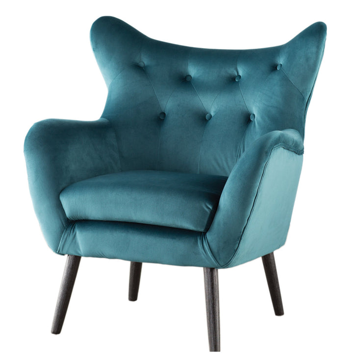 Danney 30'' Wide Tufted Velvet Wingback Chair House of Hampton® Fabric: Dark Teal Velvet