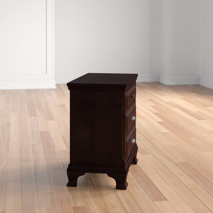 Plattsburgh 3 - Drawer Solid Wood Nightstand in Cherry Three Posts™