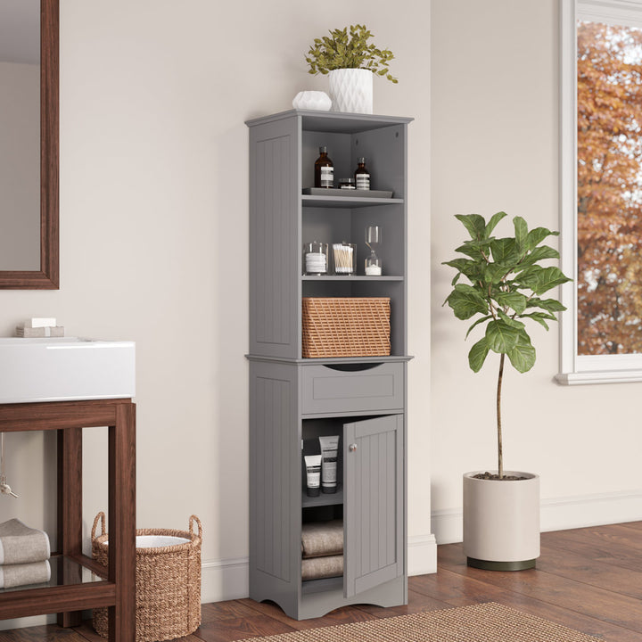RiverRidge Ashland Tall Bathroom Storage Linen Cabinet and Organizer with Drawer and Shelves RiverRidge Home Finish: Gray