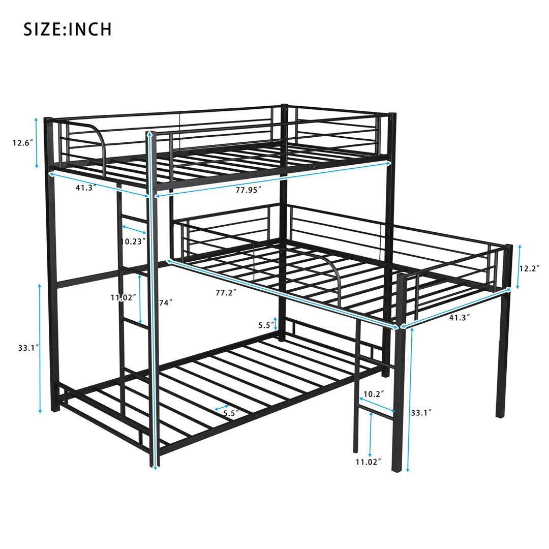 Triple L-shaped Metal Triple Twin Size Bunk Bed Isabelle & Max™