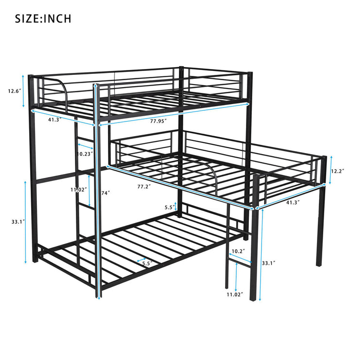 Triple L-shaped Metal Triple Twin Size Bunk Bed Isabelle & Max™