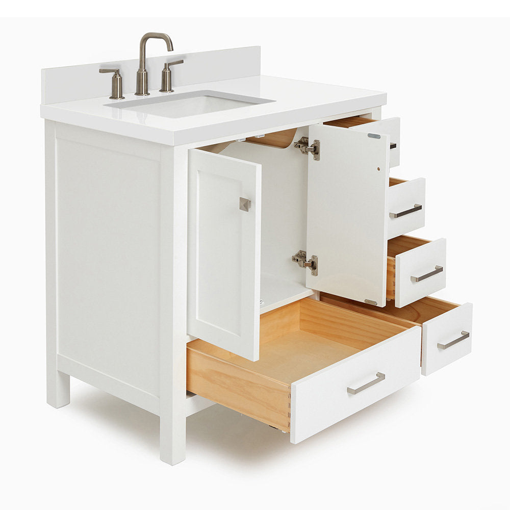 Amariani 37" Single Bathroom Vanity Set Latitude Run® Base Finish: White, Hardware Finish: Satin Nickel
