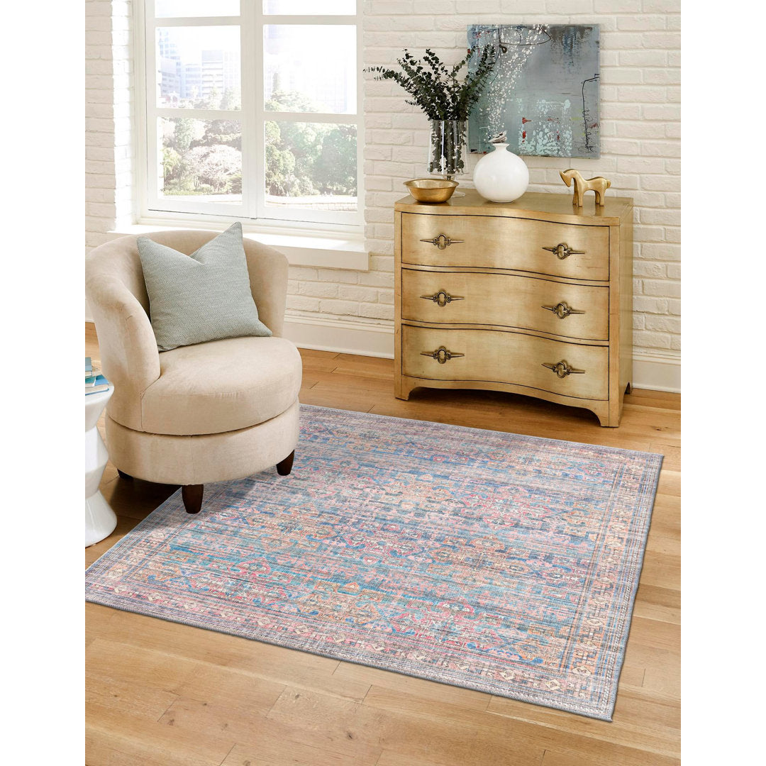Hadsell Machine Made Power Loom Antique Blue Area Rug Langley Street® Rug Size: Square 7'3"
