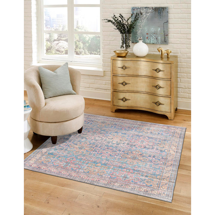 Hadsell Machine Made Power Loom Antique Blue Area Rug Langley Street® Rug Size: Square 7'3"