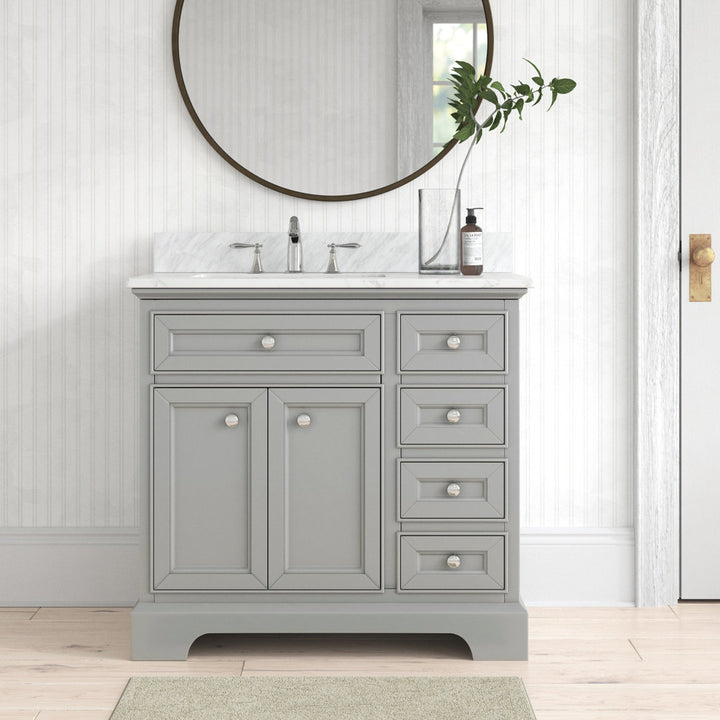 Amiri 37" Single Bathroom Vanity Set Birch Lane™ Base Finish: Gray