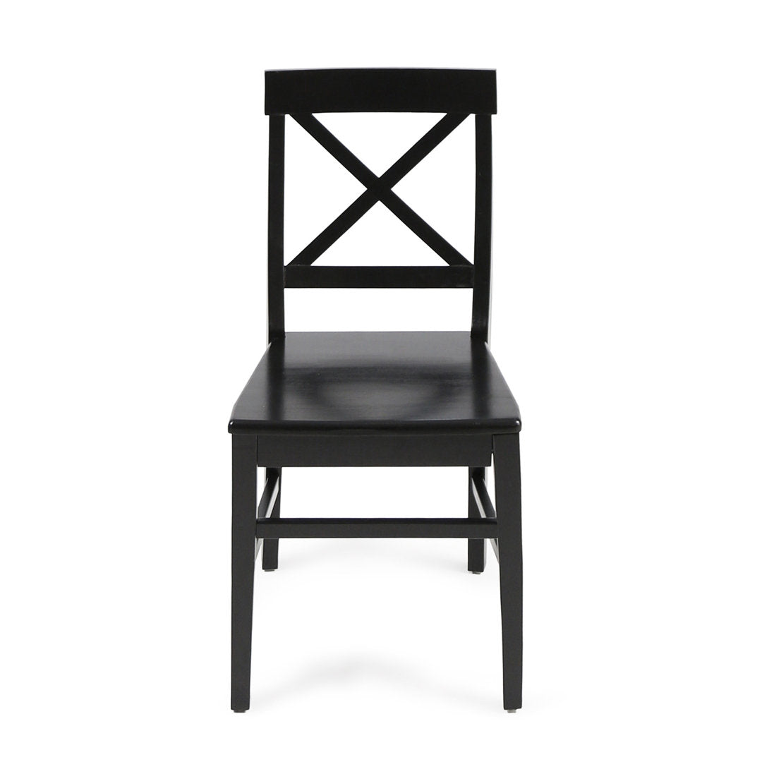 Hitz Solid Wood Cross Back Side Chair (Set of 2) Charlton Home® Color: Black