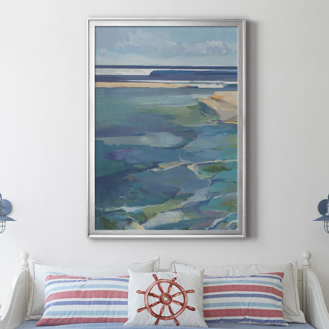 Breakwater - Picture Frame Print on Canvas Sand & Stable™ Size: 26.5" H x 36.5" W x 1.5" D Format: Silver Framed Canvas