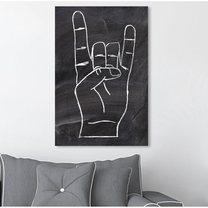 Rock On by Oliver Gal - Graphic Art Print Ebern Designs Size: 30" H x 20" W x 0.75" D Format: Wrapped Canvas