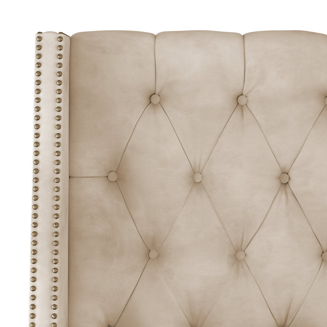 Annabel Upholstered Wingback Bed Kelly Clarkson Home Size: Full Body Fabric: Classic Pearl Performance Velvet