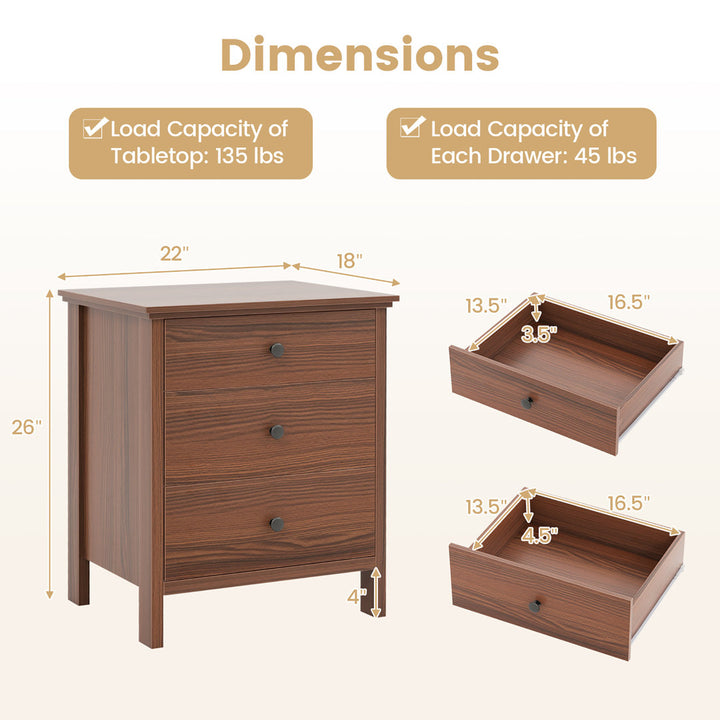 Aeihso 3 - Drawer End Table Nightstand Beside Accent Table Brown Bedroom Red Barrel Studio®