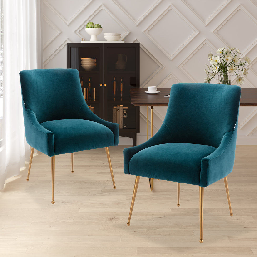 Magallanes Velvet Upholstered Side Chair (Set of 2) Willa Arlo™ Interiors Upholstery Color: Lake Green