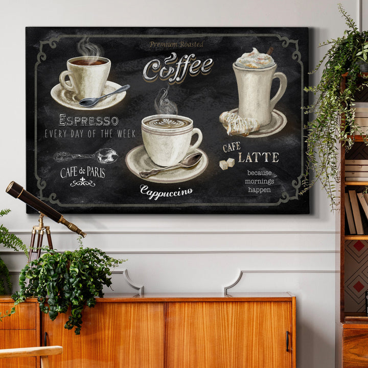 Coffee Trio - Wrapped Canvas Textual Art Print Winston Porter Size: 12" H x 8" W x 1" D
