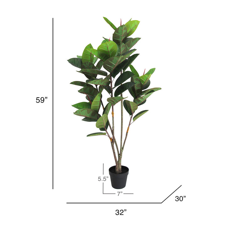 59" Artificial Rubber Plant Tree in Pot Primrue