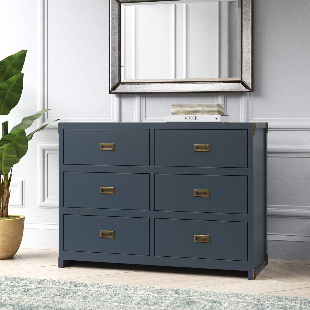Hubble 6 Drawer Double Dresser Viv + Rae™ Color: Graphite Blue