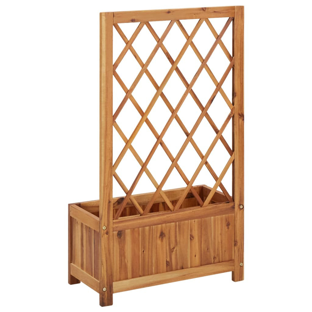 Telesha vidaXL Garden Raised Bed with Trellis, Solid Acacia Wood Planter, Outdoor and Indoor Use, Brown Arlmont & Co.