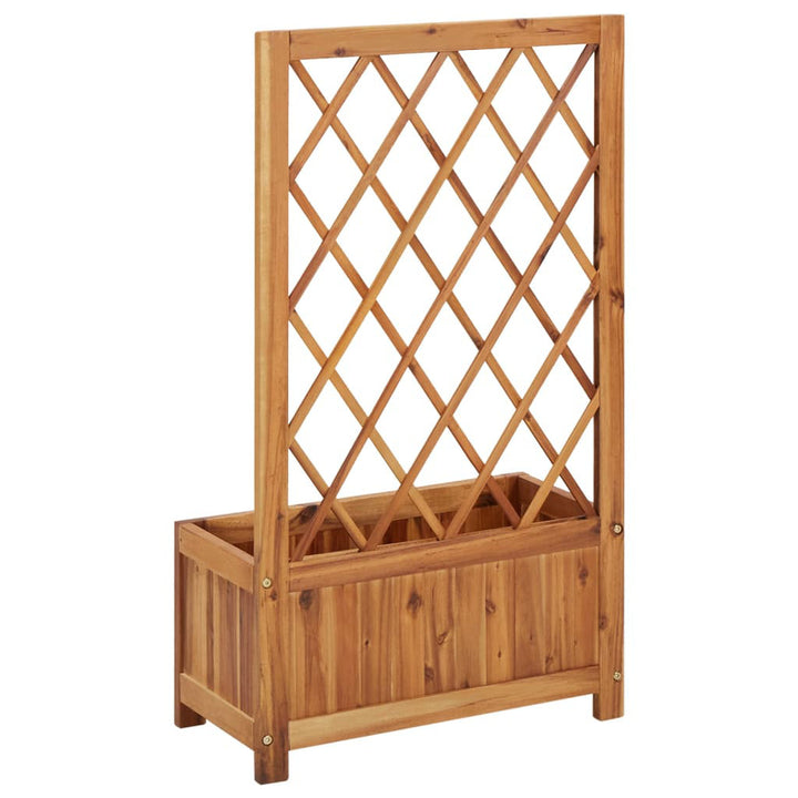 Telesha vidaXL Garden Raised Bed with Trellis, Solid Acacia Wood Planter, Outdoor and Indoor Use, Brown Arlmont & Co.