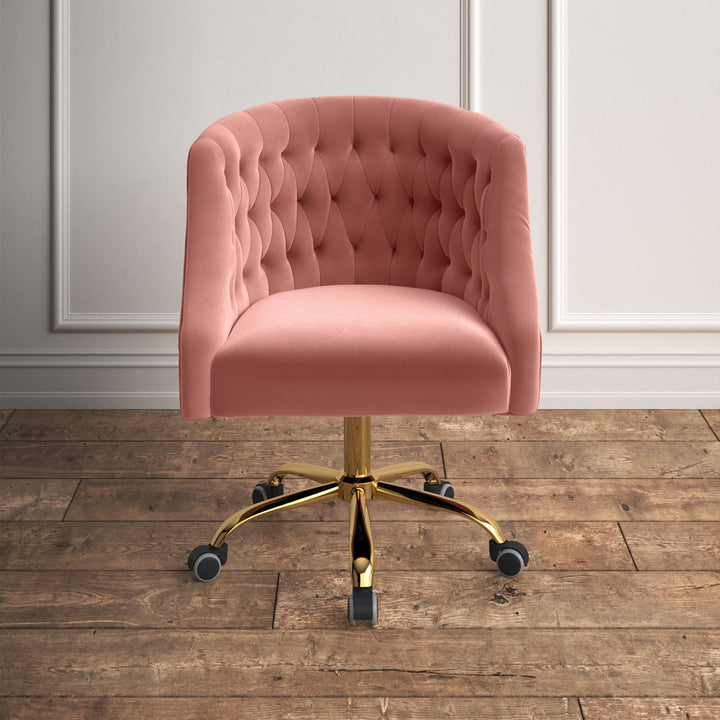 Louise 35.5'' H Velvet Hand-Curated Task Chair with Button Tufted Kelly Clarkson Home Upholstery Color: Pink Velvet