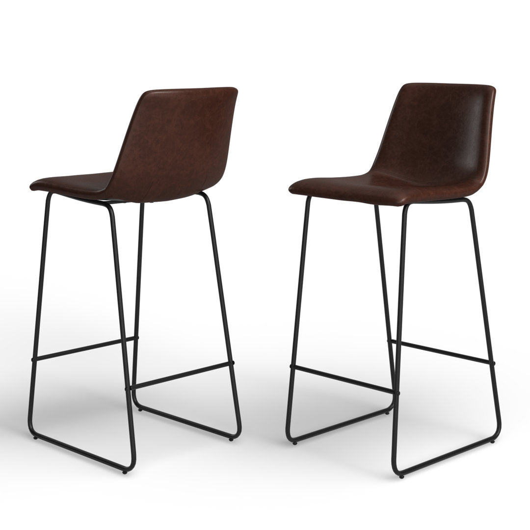 Liekele Upholstered Counter Height Modern Dining Stools by Flash Furniture (Set of 2) Ivy Bronx Seat Height: Bar Stool ( 30” Seat Height), Upholstery: Dark Brown Faux Leather