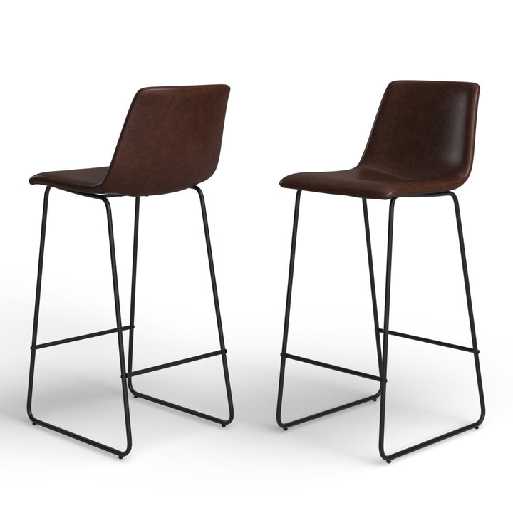 Liekele Upholstered Counter Height Modern Dining Stools by Flash Furniture (Set of 2) Ivy Bronx Seat Height: Bar Stool ( 30” Seat Height), Upholstery: Dark Brown Faux Leather