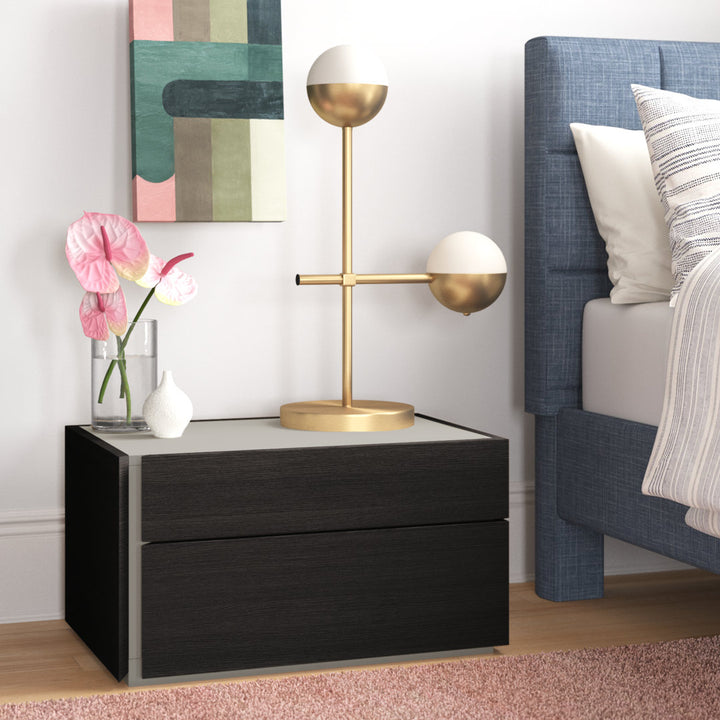 Mcgruder 2-Drawer Nightstand Wade Logan® Color: Wenge/Light Gray Door Configuration: Left