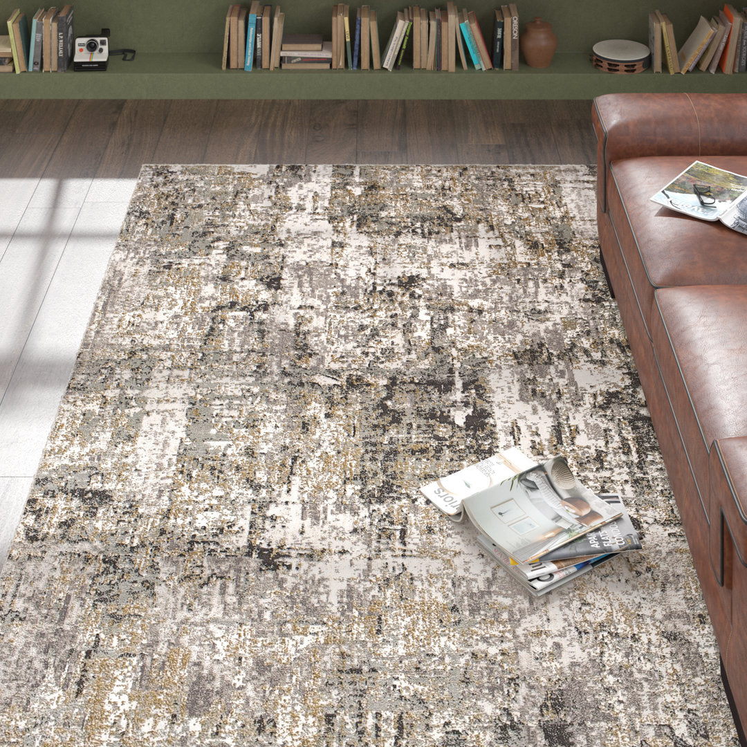 Maddux Abstract Machine Woven Gray/White/Tan Area Rug Trent Austin Design® Rug Size: Rectangle 7'10" x 10'3"