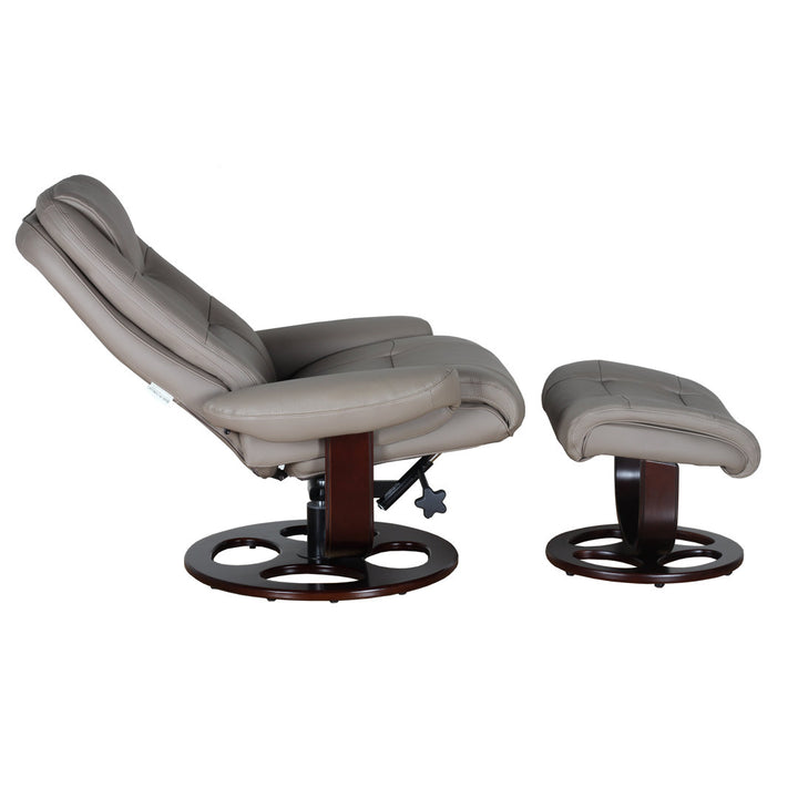Majeda Manual Swivel Recliner With Ottoman Hokku Designs Body Fabric: Roman Tan Leather Match