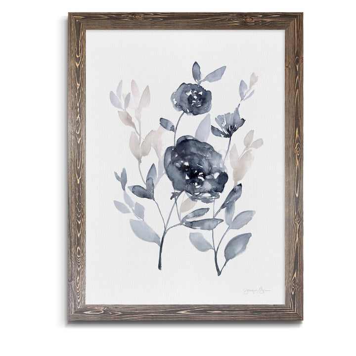 Peonies In Gray II' - Picture Frame Print on Glass Winston Porter Size: 28" H x 38" W x 1.25" D Format: Framed Espresso Canvas