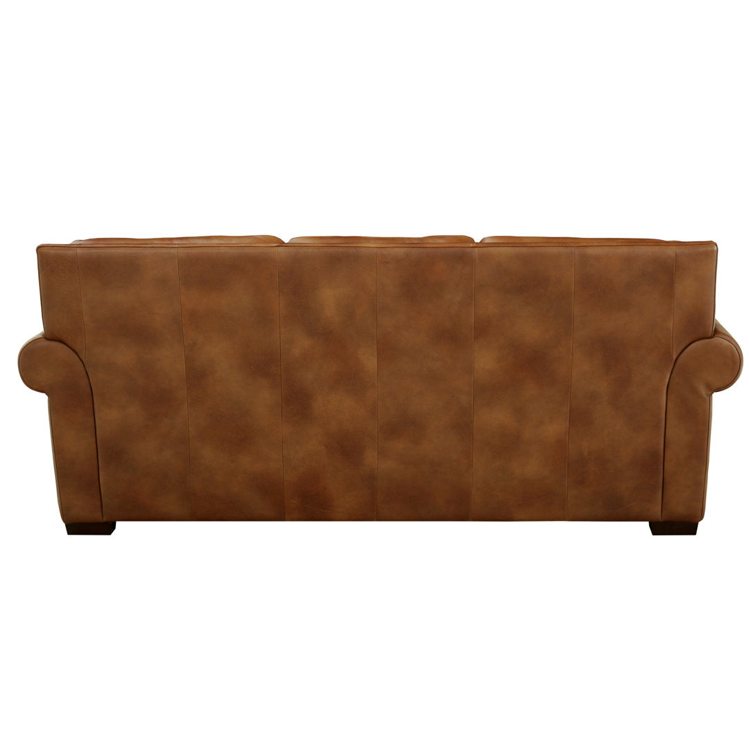 Iwan 90" Genuine Leather Rolled Arm Sofa Canora Grey