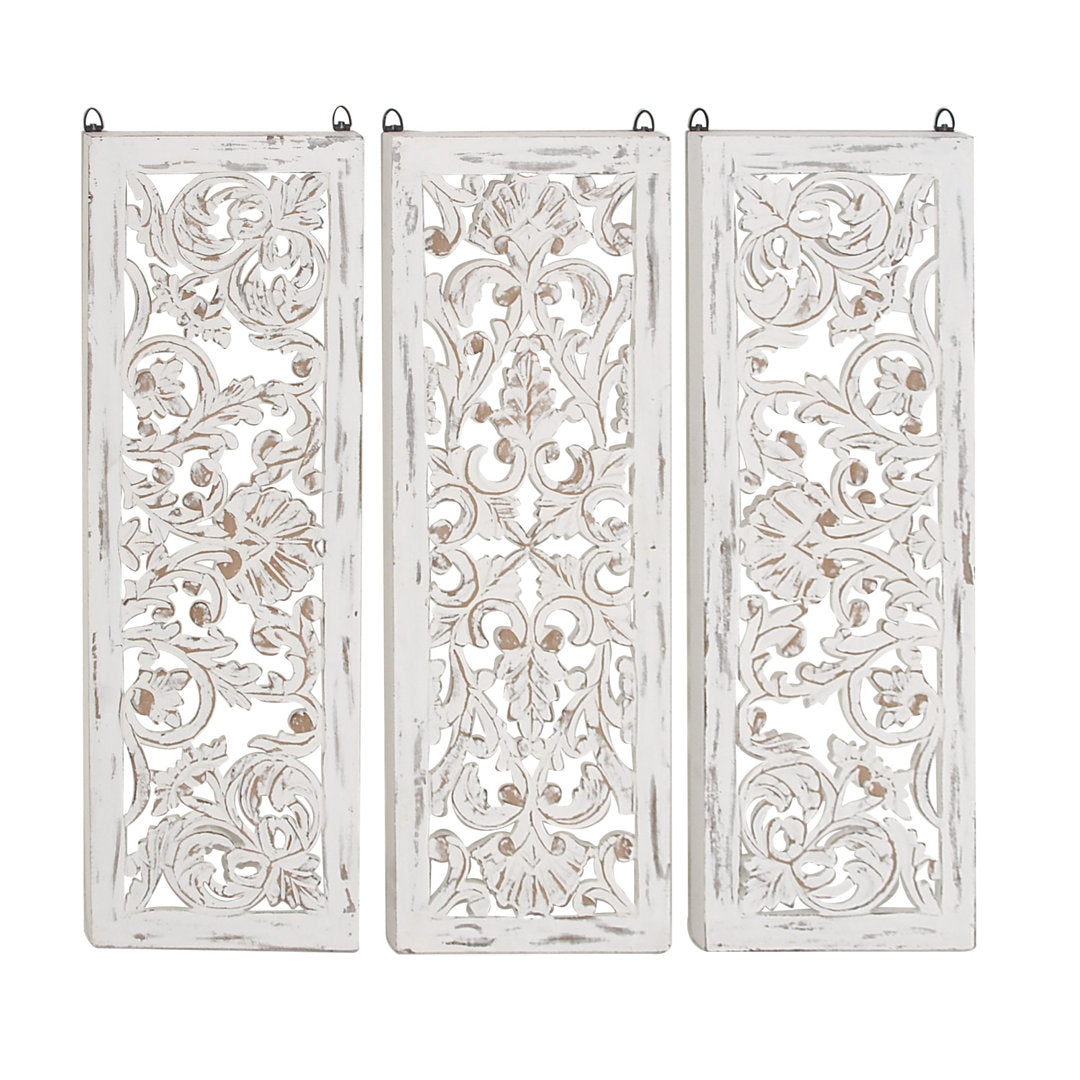 Wooden Handmade Intricately Carved Floral Home Wall Decor Kelly Clarkson Home