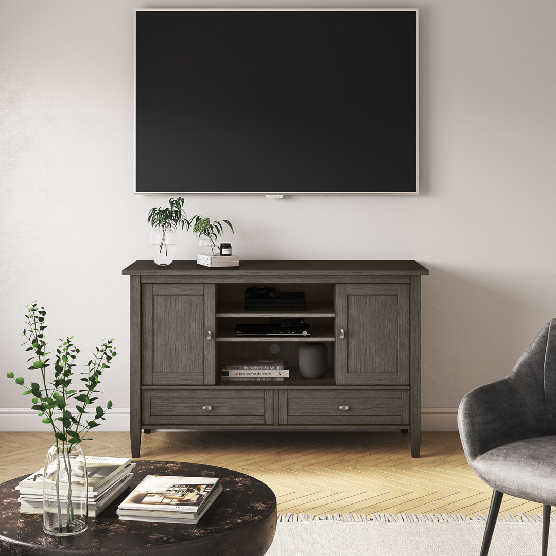Warm Shaker SOLID WOOD TV Media Stand iFor TVs up to 50 inches Simpli Home Color: Farmhouse Gray