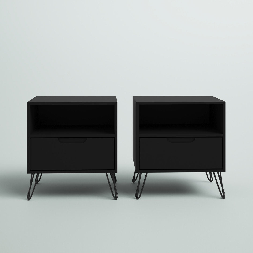 Darbie Drawer Nightstand Zipcode Design™ Color: Black Quantity: Set of 2