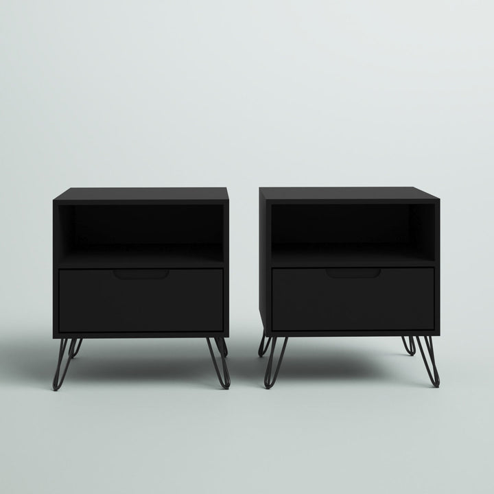Darbie Drawer Nightstand Zipcode Design™ Color: Black Quantity: Set of 2