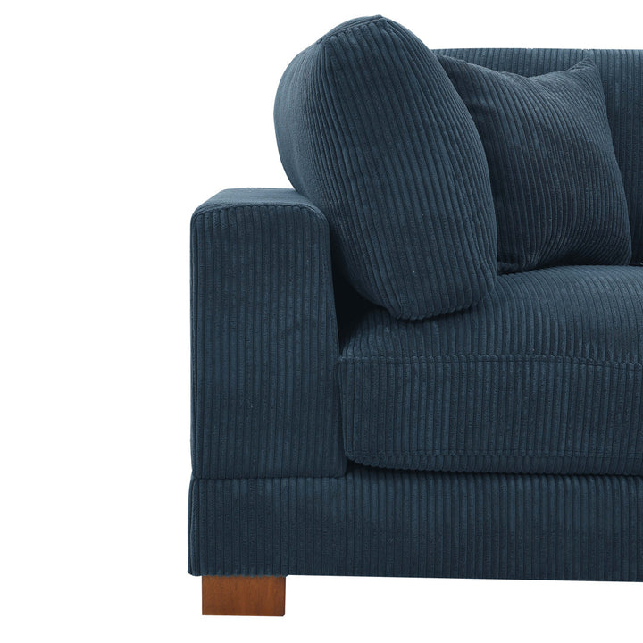 Andreco 144" Wide Reversible Modular Corner Sectional with Ottoman Wade Logan® Body Fabric: Dark Blue Corduroy