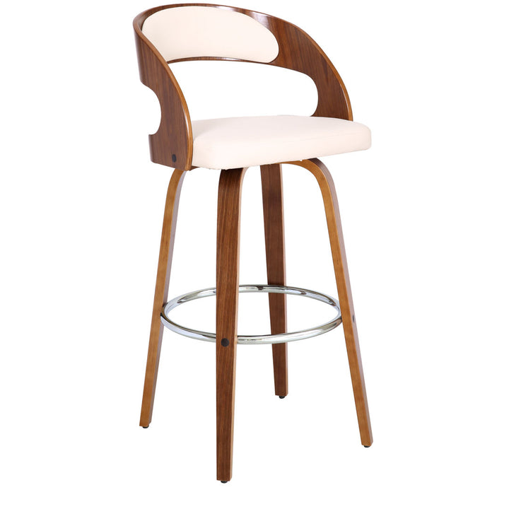 Pensacola Mid-century Swivel Counter Height Bar Stool Corrigan Studio® Seat Height: Bar Stool (30" Seat Height), Upholstery: JY Creme Faux Leather