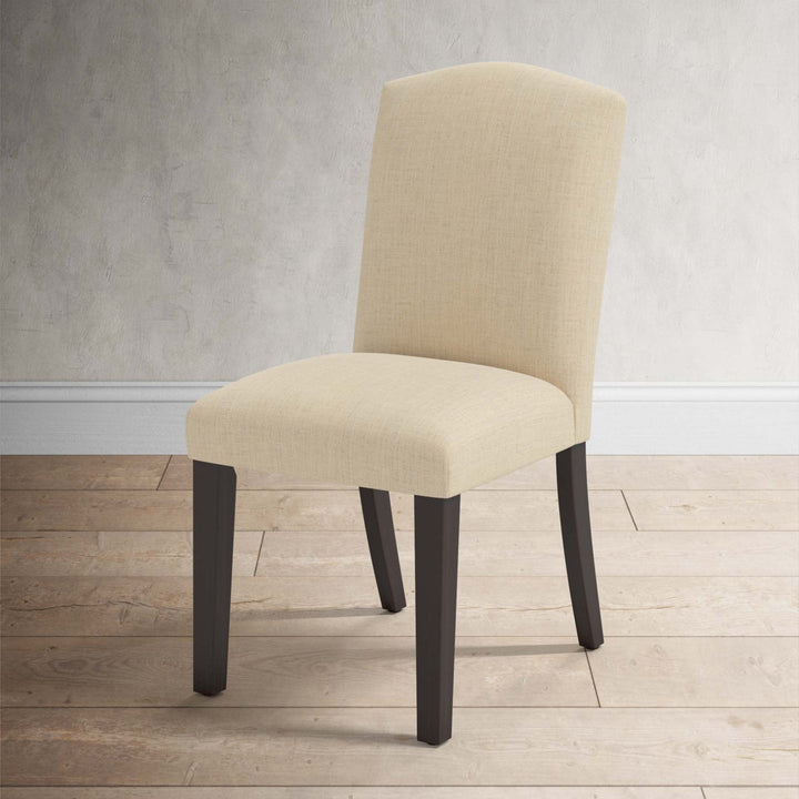 Estrela Upholstered Dining Chair Birch Lane™ Upholstery Color: Velvet Steel Gray, Leg Color: Black Wood
