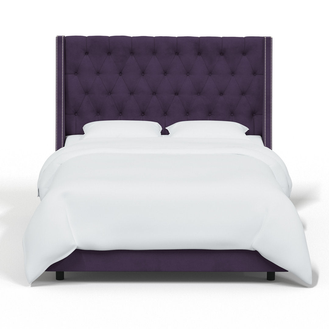 Annabel Upholstered Wingback Bed Kelly Clarkson Home Size: Full Body Fabric: Classic Aubergine Velvet