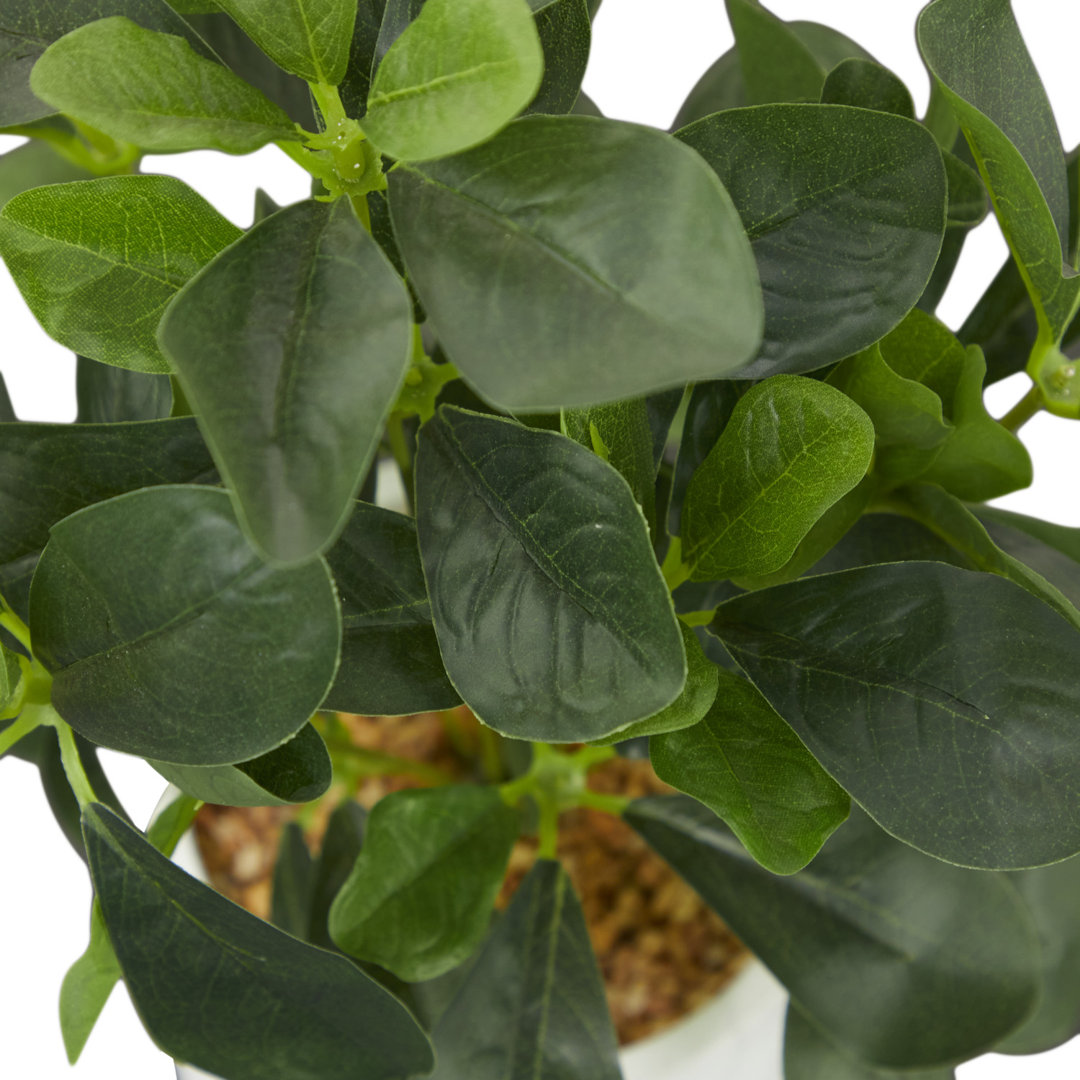 Faux Foliage Eucalyptus Indoor Outdoor Green Artificial Plant with Realistic Leaves and Marble Pot Novogratz